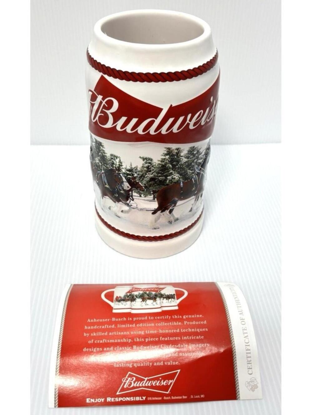 Budweiser 2016 Holiday Beer Stein, Clydesdales Winter Scene, Limited Edition,New